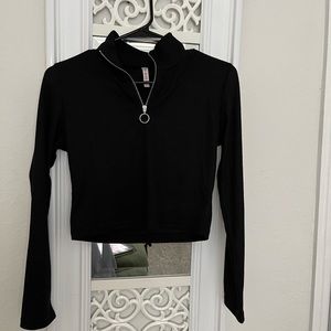 Black Cropped Half Zip